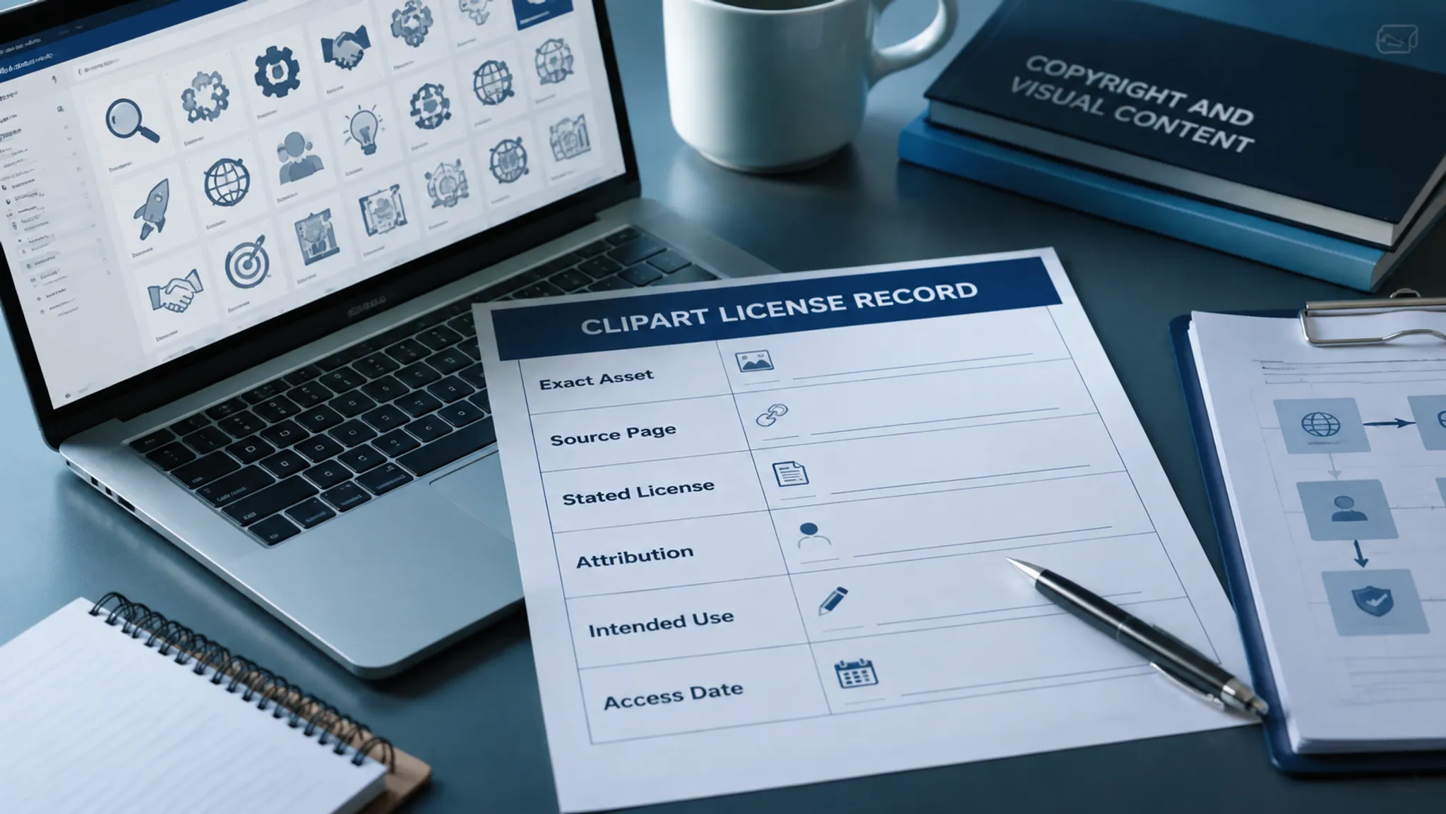 License record fields organized for clipart source review