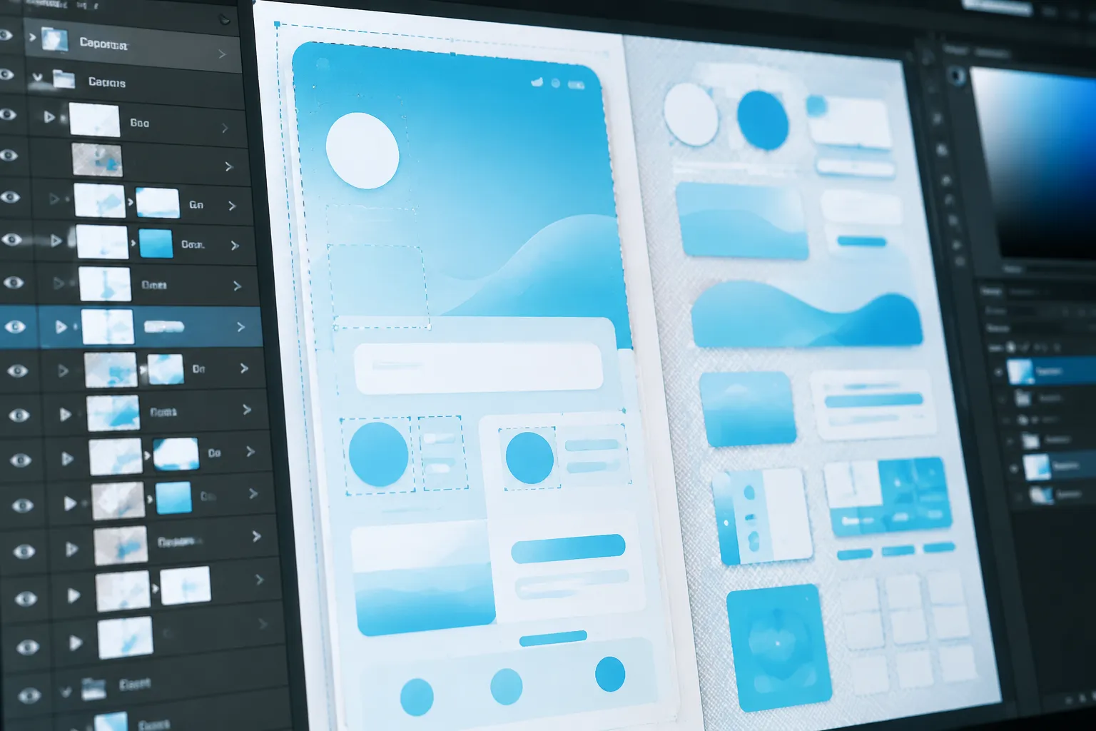 Editable template layers showing separate clipart elements that require buyer-access review