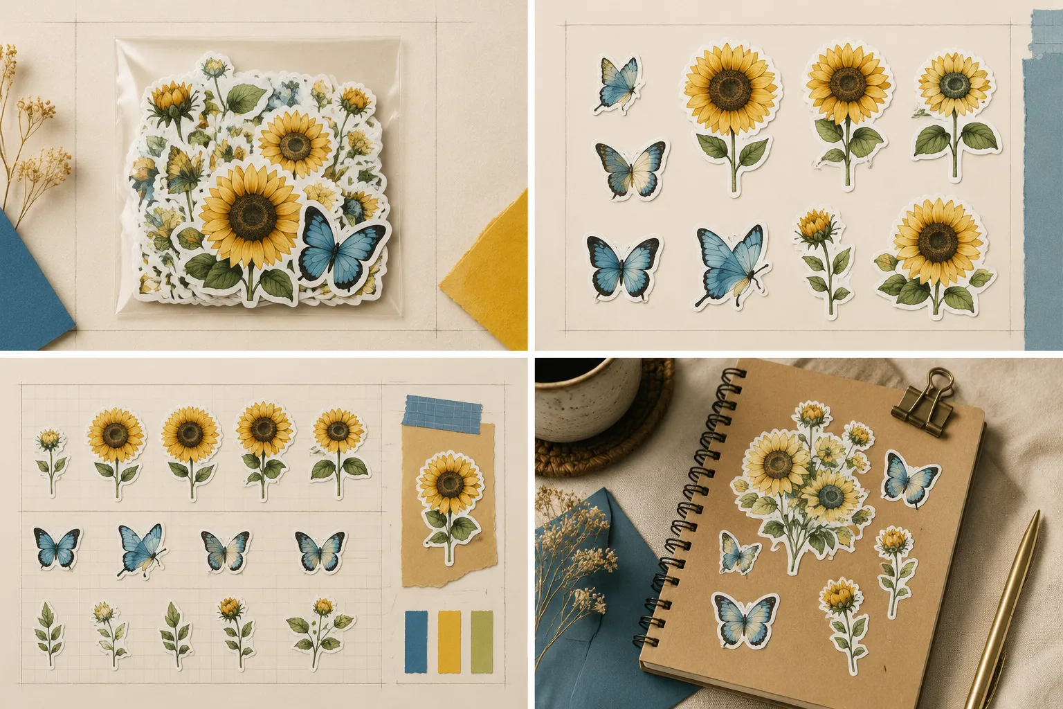 Sticker listing image sequence with pack, variation, and information views