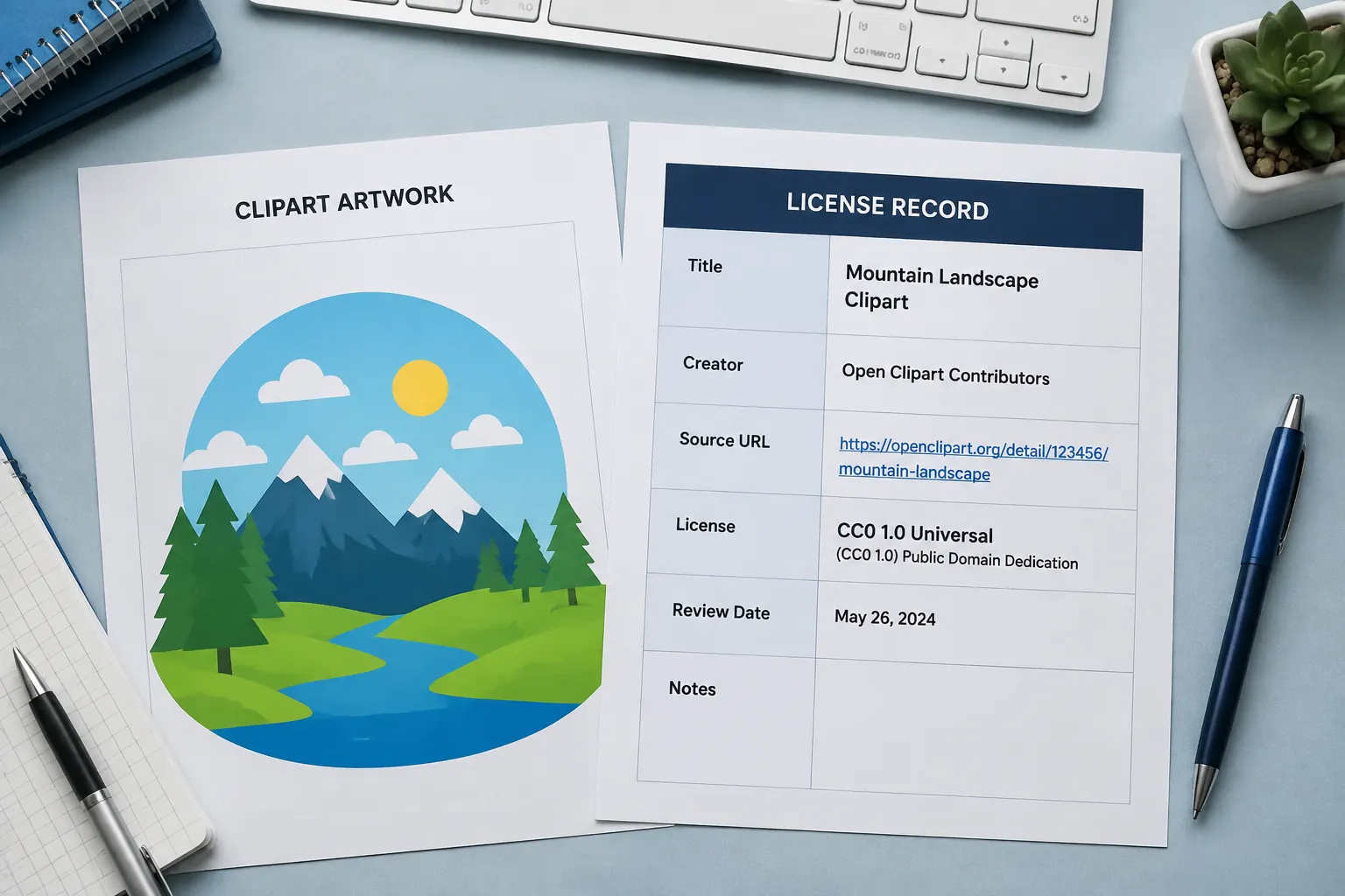 Capture a Verifiable License Record from a Clipart Source Page