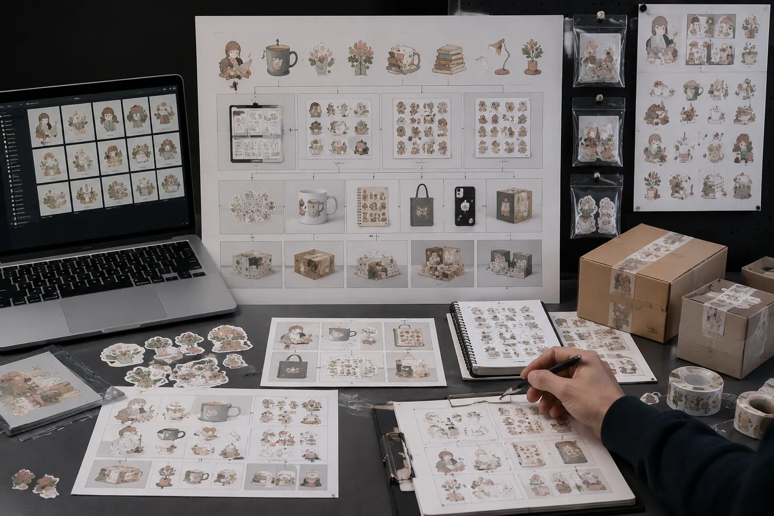 Pack-level review sheet connecting clipart records with intended product uses