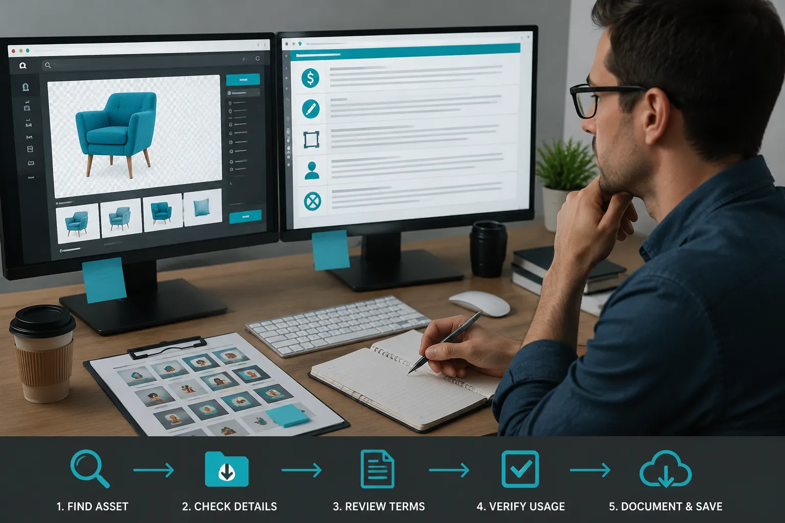 Individual clipart asset page reviewed beside current source terms context