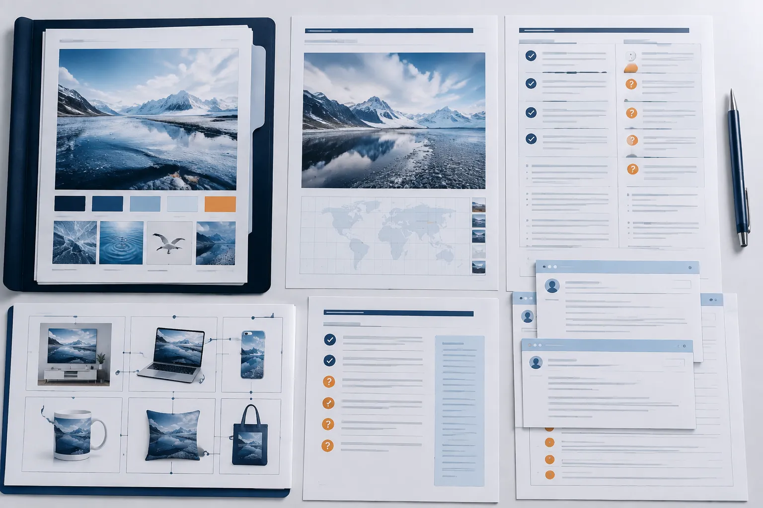 Organized commercial-use permission inquiry packet with asset preview, exact license terms, planned use, questions, and correspondence