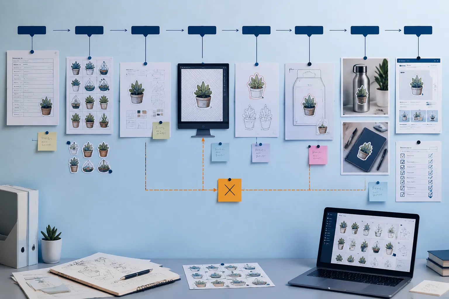 Permission status board connecting source records to concept sheets, exports, packaging drafts, mockups, listings, and release checks